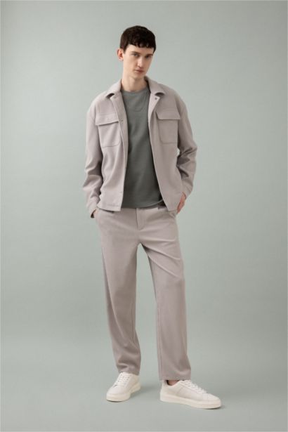 Relax Fit Gömlek Yaka Pilise Çıtçıtlı Cepli Gömlek Ceket