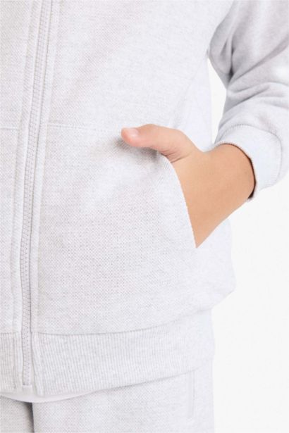 Boy Regular Fit Pique Zip-Up Hoodie