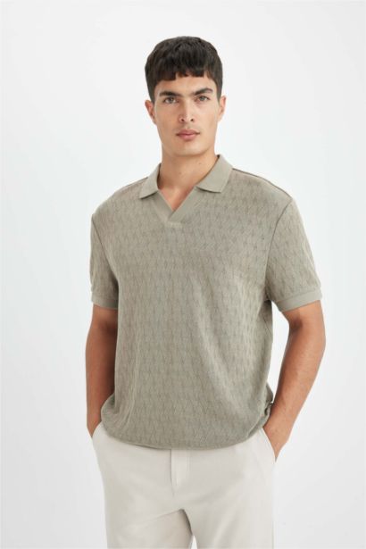 Regular Fit Knitting Look Polo T-Shirt