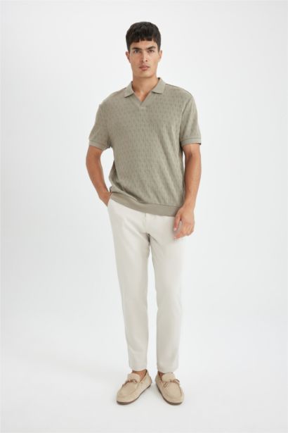 Regular Fit Knitting Look Polo T-Shirt