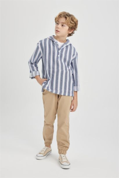 قميص اولادي كم طويل قصة عادية بكابيشون