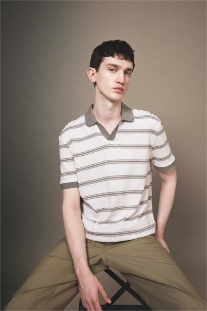 Regular Fit Striped Short Sleeve Polo T-Shirt