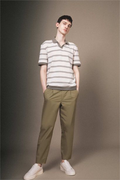 Regular Fit Striped Short Sleeve Polo T-Shirt