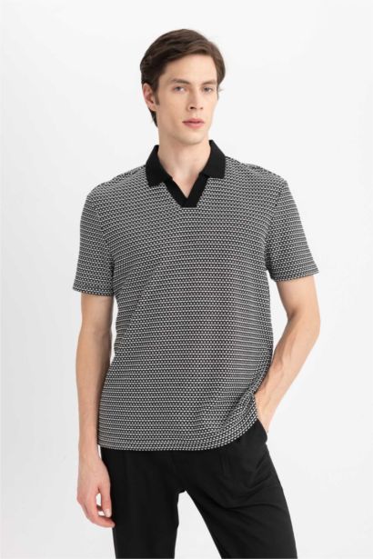 Regular Fit Polo Yaka Desenli Kısa Kollu Tişört
