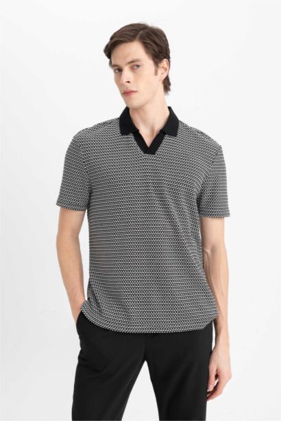 Regular Fit Polo Yaka Desenli Kısa Kollu Tişört