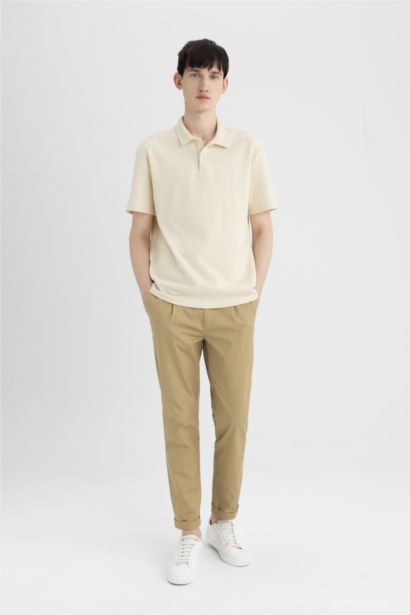 Tapered Fit Double Hem Twill Trousers