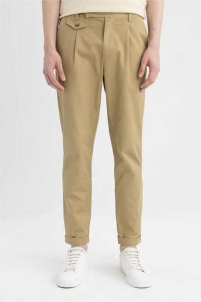 Tapered Fit Double Hem Twill Trousers