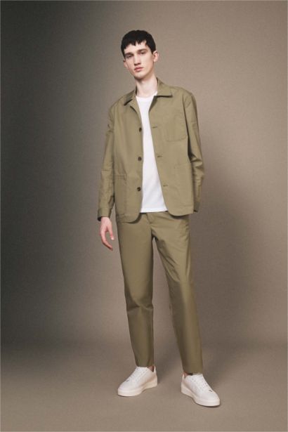 Yazlık Kumaş Pantolon Tapered Fit Normal Kesim Düz Paça Cepli