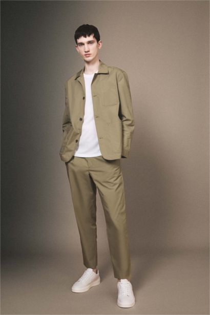 Yazlık Kumaş Pantolon Tapered Fit Normal Kesim Düz Paça Cepli