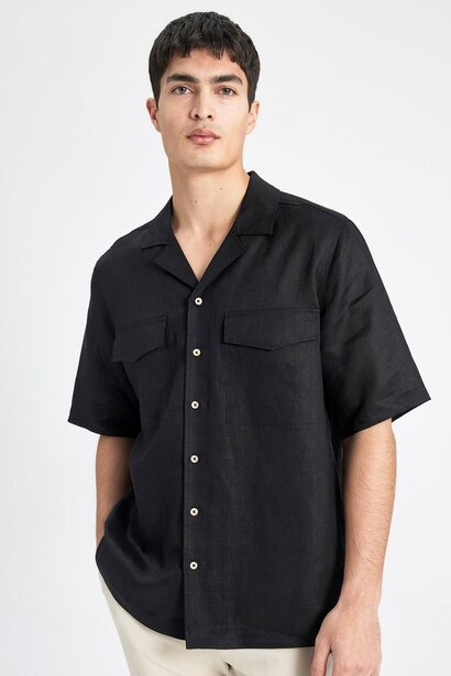 Relax Fit Linen Short Sleeve Shirt