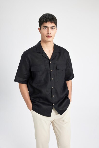 Relax Fit Linen Short Sleeve Shirt