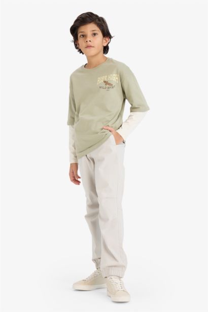 Boy Jogger Fit Gabardine Trousers