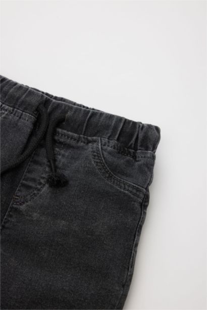 Düz Paça Beli Lastikli Basic Düz Jean Pantolon Erkek Bebek