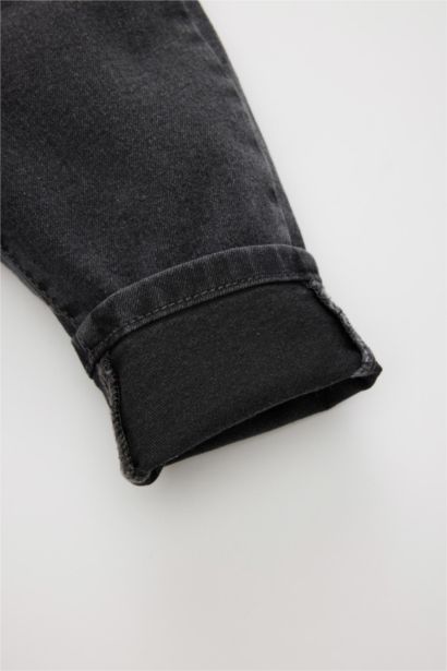 Düz Paça Beli Lastikli Basic Düz Jean Pantolon Erkek Bebek