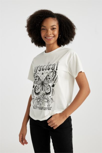 Regular Fit Crew Neck Printed Short Sleeve T-Shirt