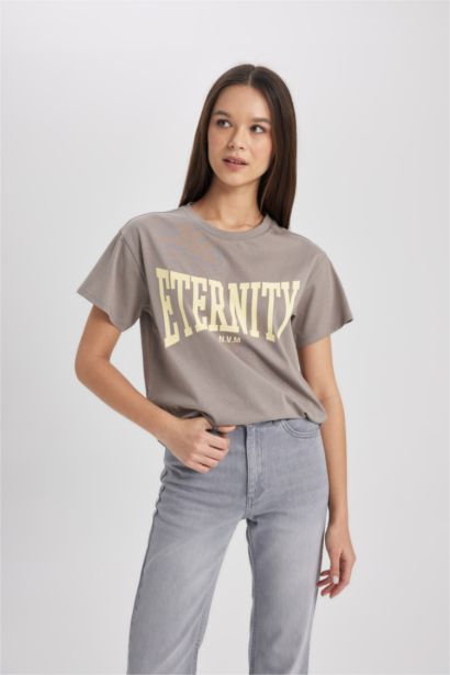 Regular Fit Crew Neck Printed Short Sleeve T-Shirt