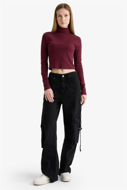 Coool облегающая, полуводолазка, в полоску, кашкорсе, длинный рукав, футболка