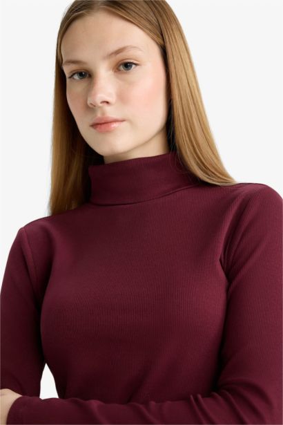 Coool облегающая, полуводолазка, в полоску, кашкорсе, длинный рукав, футболка