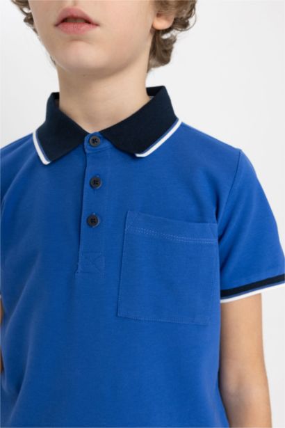 T-Shirt Polo en Piqué à Manches Courtes pour Garçon