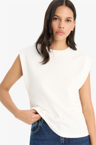 Regular Fit Crew Neck Ribbed Camisole T-Shirt