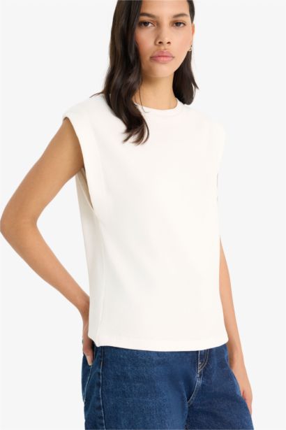 Regular Fit Crew Neck Ribbed Camisole T-Shirt