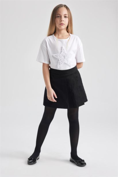 Girl Relax Fit Crew Neck Short Sleeve White T-Shirt