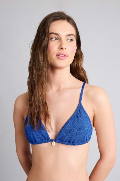 Regular Fit кестелі ришелье бикини үсті