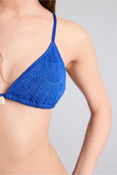 Regular Fit кестелі ришелье бикини үсті