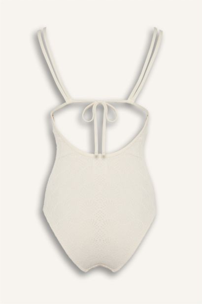 Regular Fit кестелі ришелье суға шомылу киімі