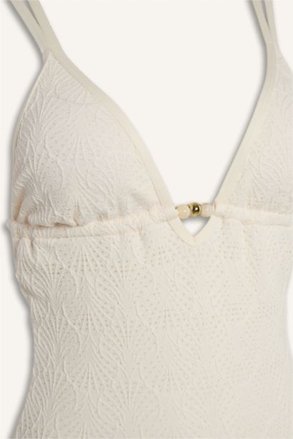 Regular Fit кестелі ришелье суға шомылу киімі