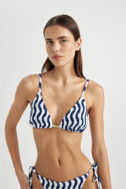 Fall in Love Regular Fit Striped Bikini Top