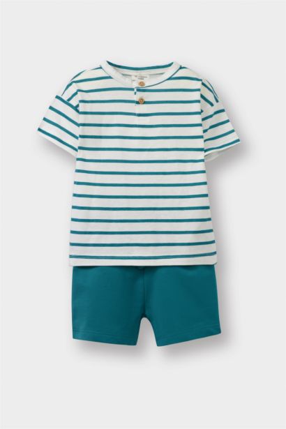 Ensemble T-shirt rayé et Short à taille élastique pour bébé garçon