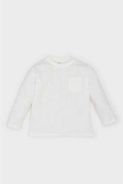 T-shirt basique à col rond et manches longues pour bébé garçon