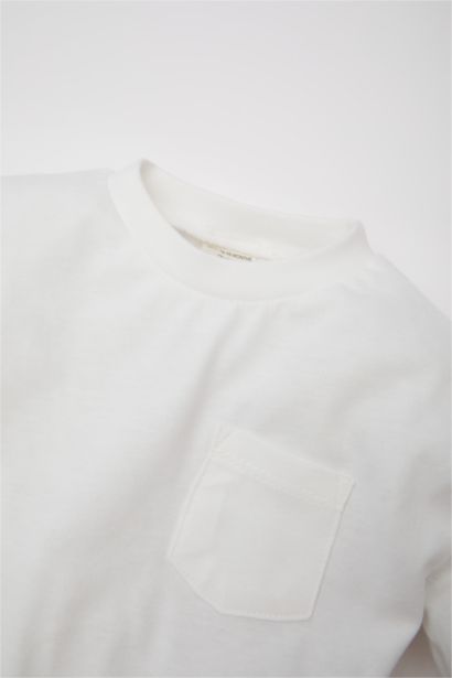 T-shirt basique à col rond et manches longues pour bébé garçon