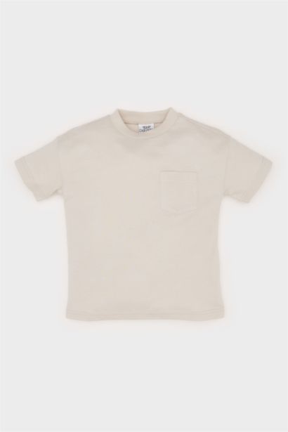 Bisiklet Yaka Basic Düz Kısa Kollu Tişört Erkek Bebek