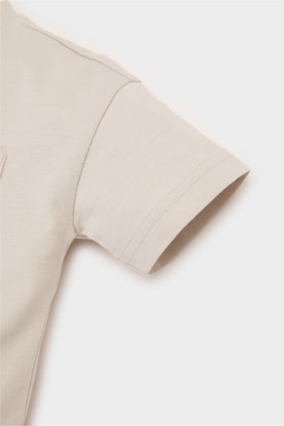 Bisiklet Yaka Basic Düz Kısa Kollu Tişört Erkek Bebek