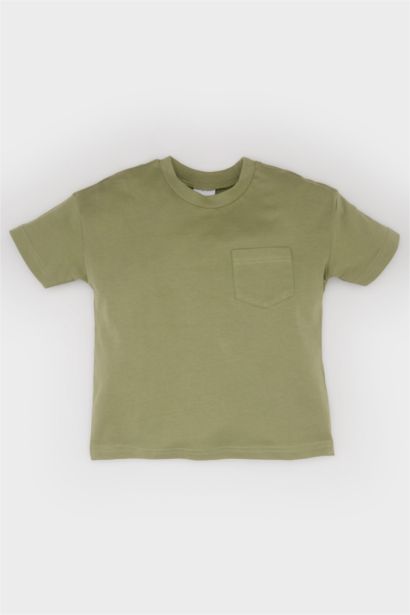 Bisiklet Yaka Basic Düz Kısa Kollu Tişört Erkek Bebek