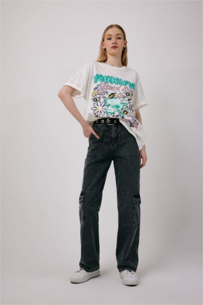 Oversize Fit Printed Short Sleeve T-Shirt