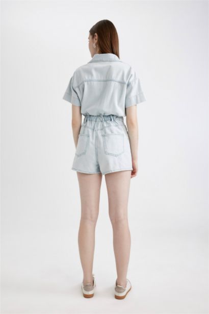 Kısa Kollu Mini Jean Tulum