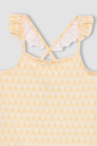 Girl Floral Patterned Swimsuit