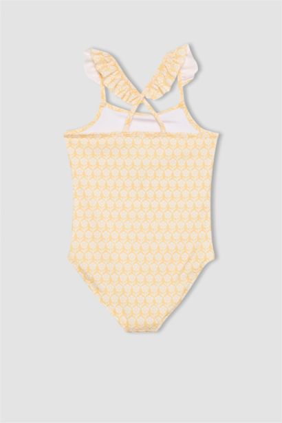 Girl Floral Patterned Swimsuit