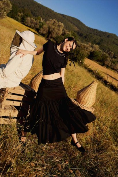 Lug Von Siga x DeFacto Bisiklet Yaka Yaka Baskılı Nakışlı Kısa Kollu Tişört