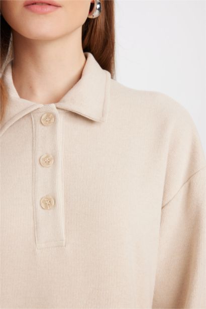 Regular Fit Basic Long Sleeve Selanik Fabric Knitwear Dress