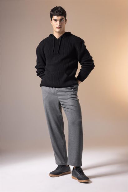 Pantolon Relax Fit Beli Bağcıklı Cepli Basic Düz Düz Paça