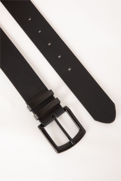 Man Rectangle Clasp Faux Leather Belt