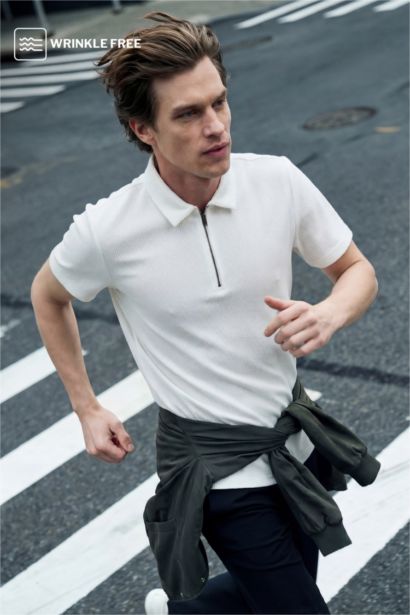 Regular Fit Pleat Polo T-Shirt