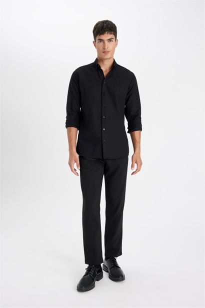 قميص بولو محكم كم طويل مودرن فيت