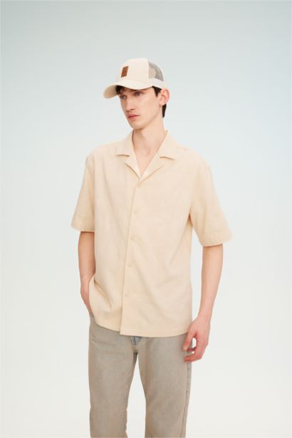 Relax Fit Resort Collar Cotton Short Sleeve Shirt
