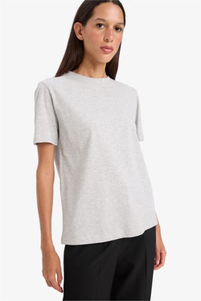 Regular Fit Crew Neck Basic Cotton T-Shirt