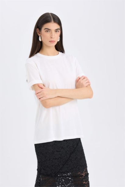 Regular Fit Crew Neck Basic Casual Cotton T-Shirt